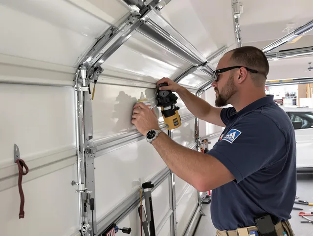 Port Wentworth Garage Door Repair technician quieting a noisy garage door in Port Wentworth